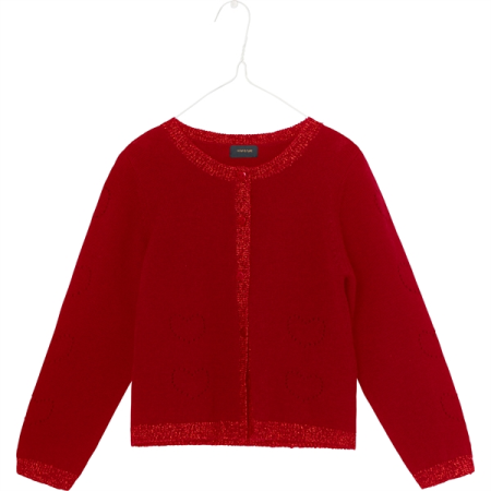 MINI A TURE CARDIGAN PIGE RØD STR. 116